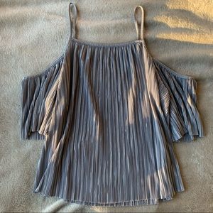 Topshop Petite Cold Shoulder Plisse Top